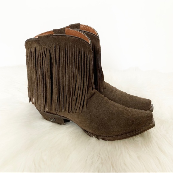 Eight Second Angel Brown Suede Fringe Ankle Boots Sz 7.5 - Picture 7 of 7